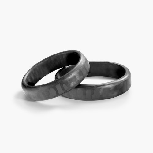 Obrączki ślubne: carbon, płaskie, zaokrąglone, 5 mm